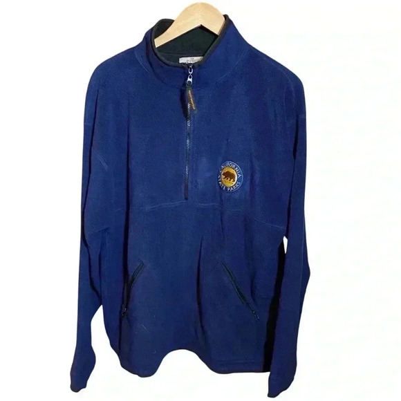 VGT MOST WANTED Fleece Jacket Coat Half Zip Pullover Navy Blue Size LG - Picture 16 of 16